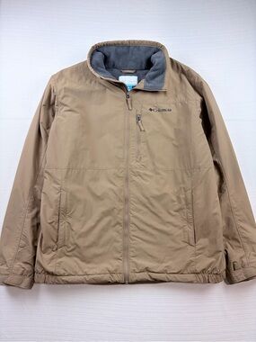 Columbia Men’s Tan Performance Jacket with Gray Fleece Collar Size L